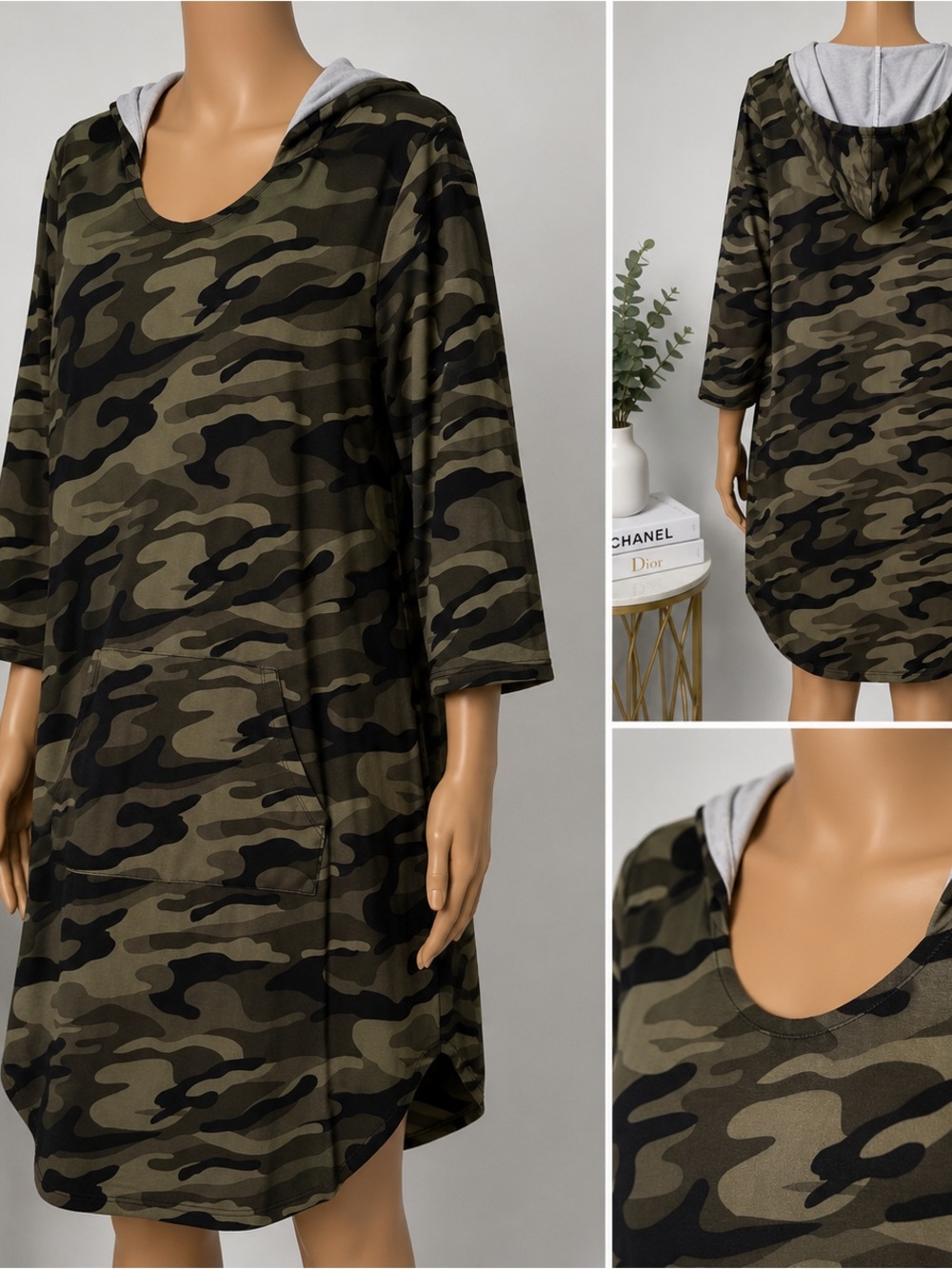 Derek Heart Camo Hooded Dress with Kangaroo Pocket Size 2X